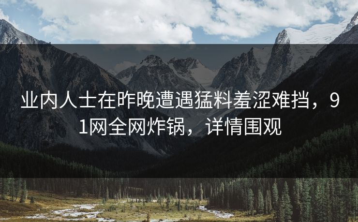 业内人士在昨晚遭遇猛料羞涩难挡，91网全网炸锅，详情围观