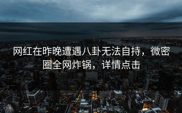 网红在昨晚遭遇八卦无法自持，微密圈全网炸锅，详情点击