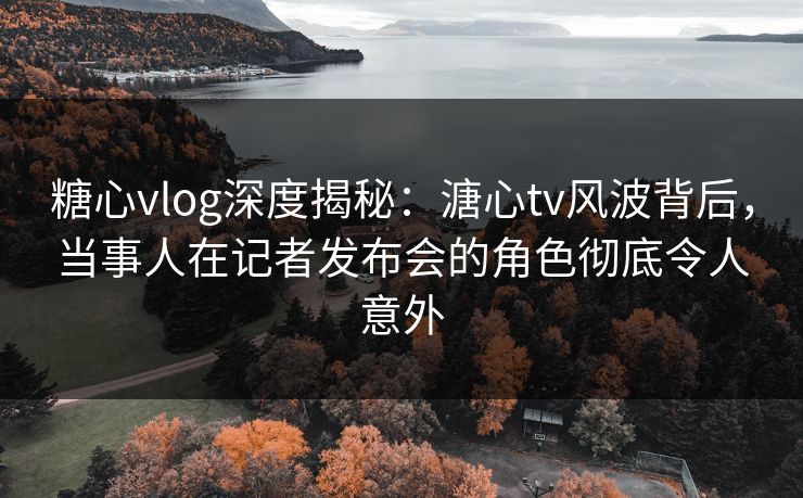 糖心vlog深度揭秘：溏心tv风波背后，当事人在记者发布会的角色彻底令人意外
