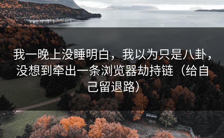 我一晚上没睡明白,我以为只是八卦,没想到牵出一条浏览器劫持链(给自己留退路) 我一晚上没睡明白,我以为只是八卦,没想到牵出一条浏览器劫持链(给自己留退路)